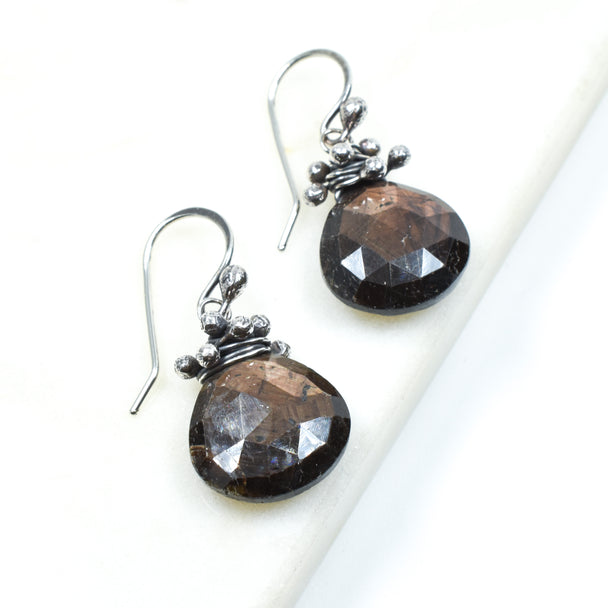 Chocolate Sapphire Swarm Earrings