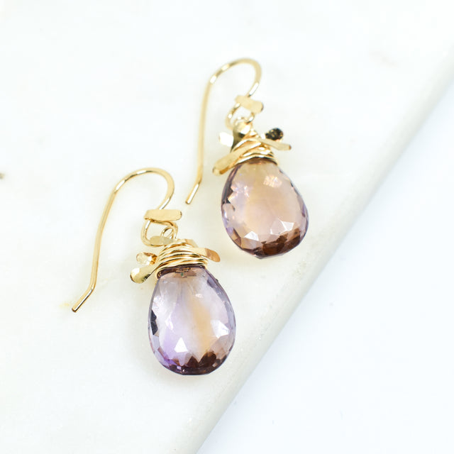 Ametrine Swarm Gold Earrings