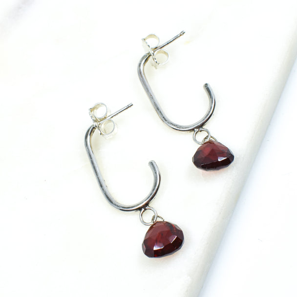 Garnet Paper Clip Hoops