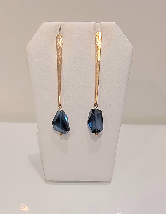 London Blue Topaz Wedge Gem Earrings