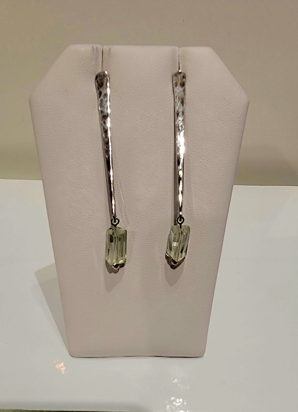 Green Amethyst Wedge Gem Earrings