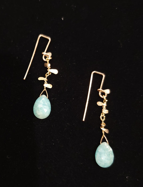 Amazonite and Gold Sweet Pea Earrings