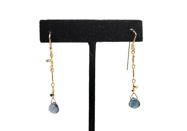 London Blue Topaz Sweet Pea Gold Earrings
