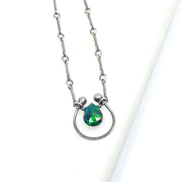 Opal Horseshoe Necklace