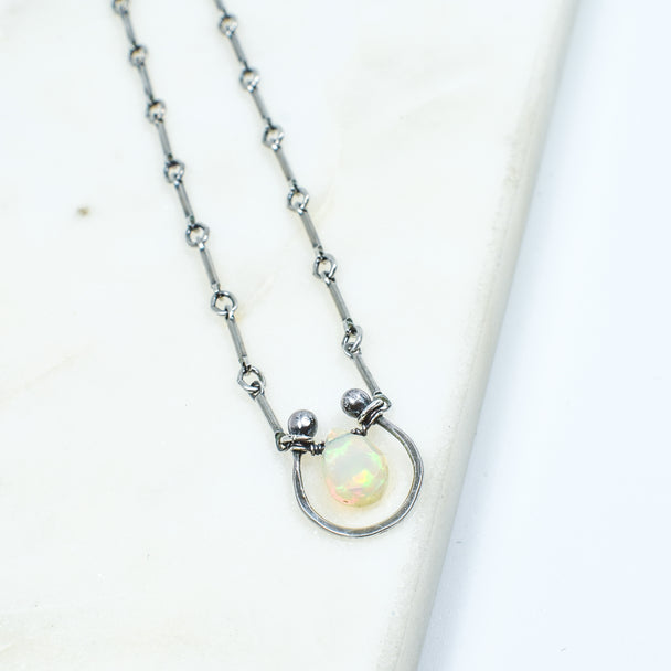 Opal Horseshoe Necklace