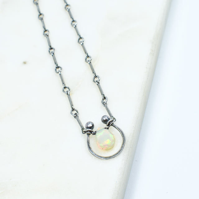 Opal Horseshoe Necklace