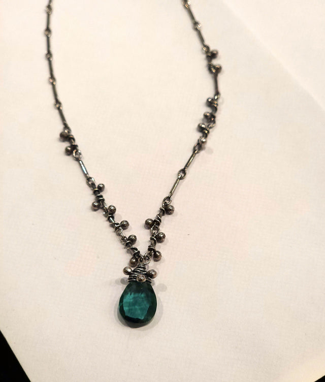 Aqua Quartz Tiny Swarm Necklace