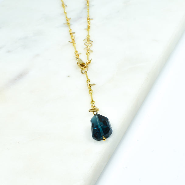 London Blue Topaz Sweet Pea Gold Necklace