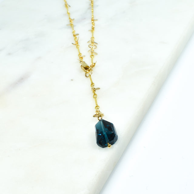 London Blue Topaz Sweet Pea Gold Necklace