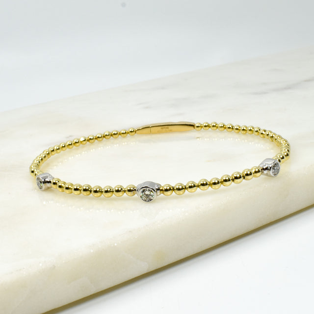 14K Yellow and White Gold Diamond Flexi Bangle