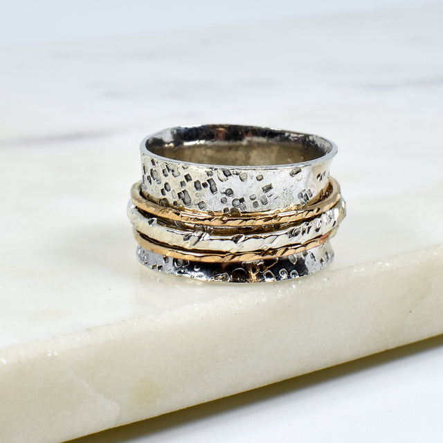 Sterling Silver and Gold Fill Spinner Ring