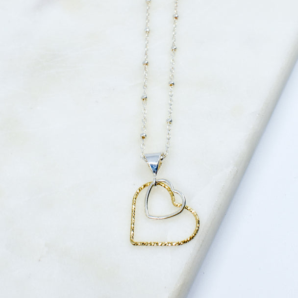 Gold Fill and Silver Heart Necklace