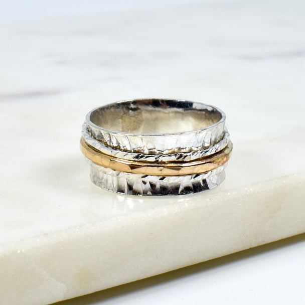 Sterling Silver and Gold Fill Spinner Ring