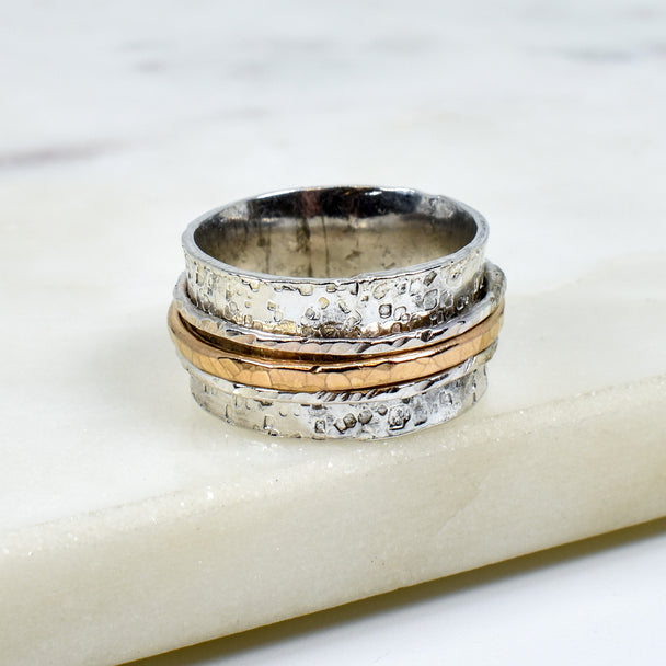 Sterling Silver and Gold Fill Spinner Ring