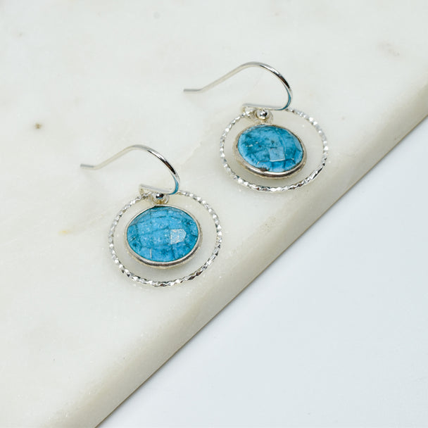 Turquoise and Sterling Silver Circle Earrings