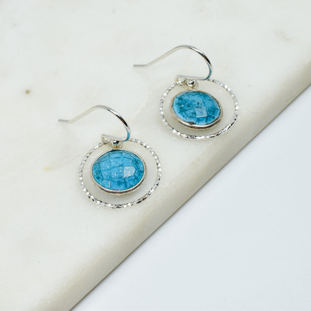 Turquoise and Sterling Silver Circle Earrings
