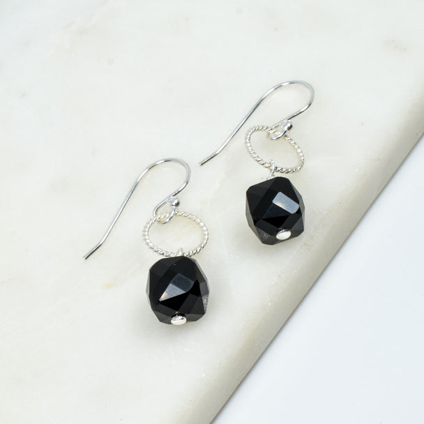 Black Onyx and Sterling Silver Earrings