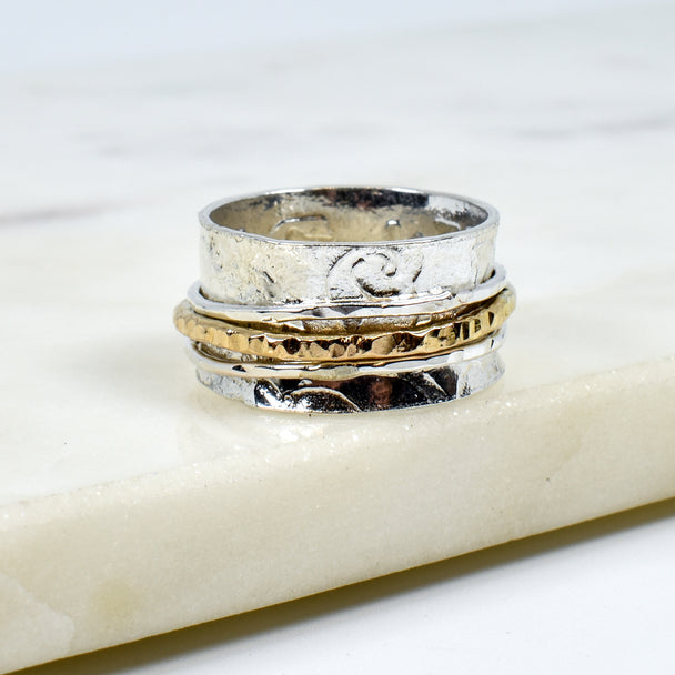 Sterling Silver and Gold Fill Spinner Ring
