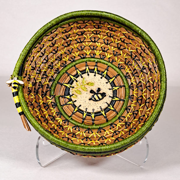 Busy Bees Pine Needle Bowl