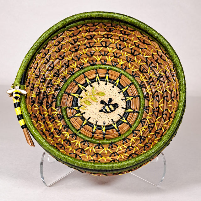 Busy Bees Pine Needle Bowl