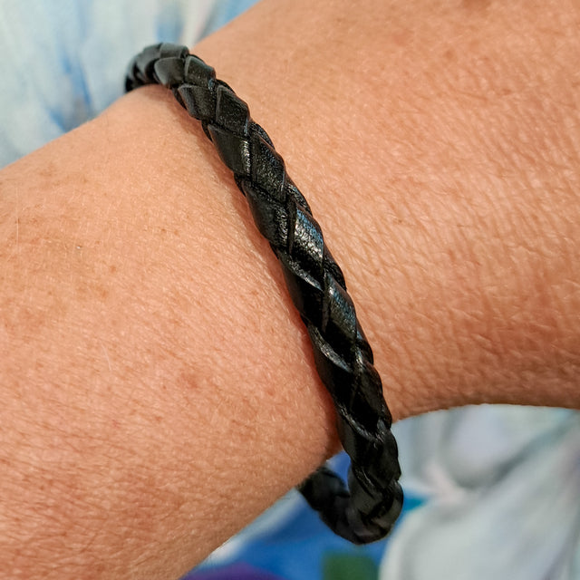 Black Bolo Leather Bracelet