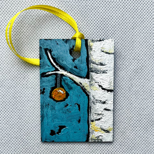 Painted Blue Birch Tree Ornament