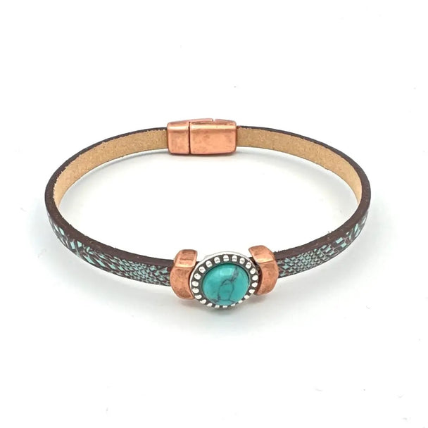 Turquoise and Brown Print Laredo Bracelet