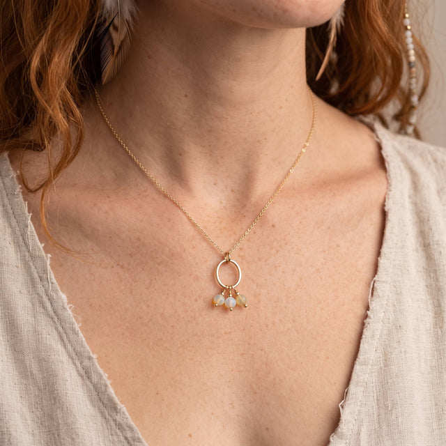Ethiopian Opal Cluster Drop Necklace