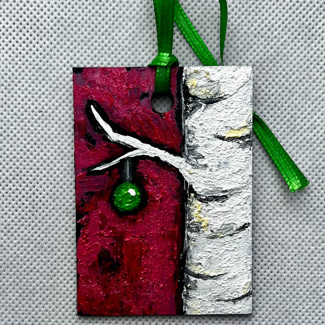 Painted Fuchsia Birch Tree Ornament