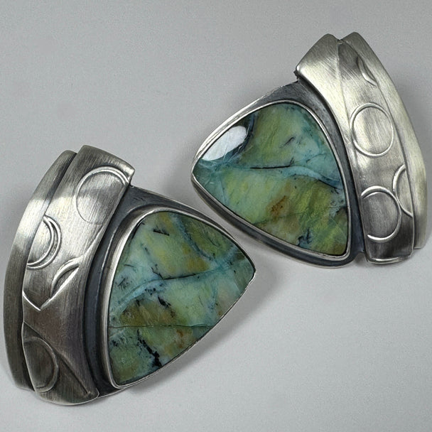 Opalized Wood Post Earrings