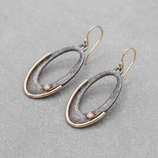 Gilded Arc Oval Earrings