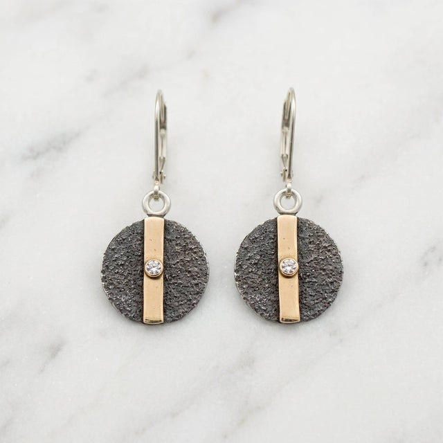 Gold Bar Disc Earrings