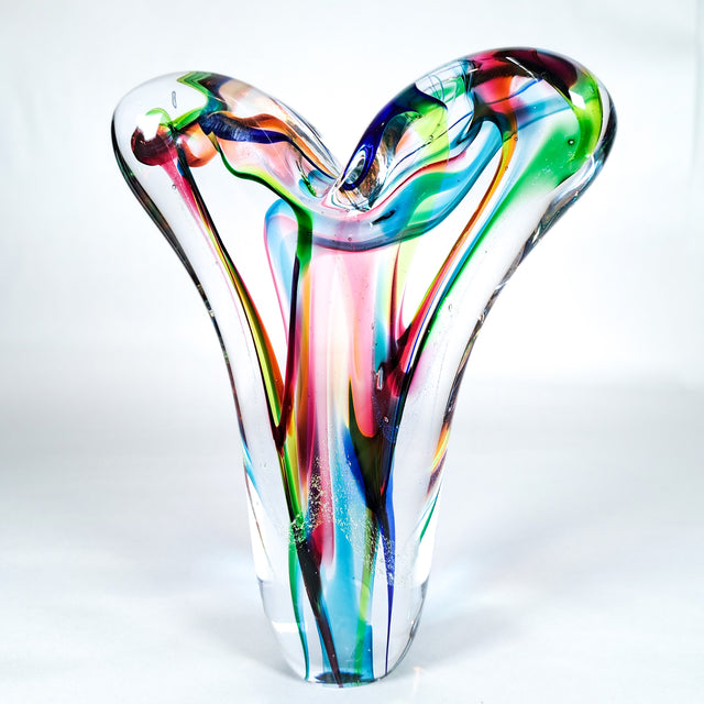Multicolor Heart Glass Sculpture