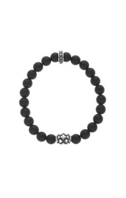 Onyx Beaded Bracelet with Motif Barrel Bead