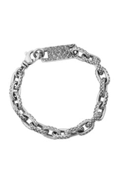 Oval Link Bracelet with Crosshatch Texture