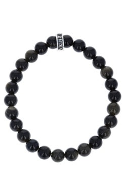 10mm Black Onyx Beaded Bracelet with Logo Ring