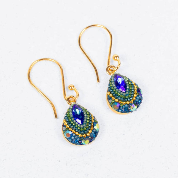 Crystal and Gold Petite Dew Drop Earrings