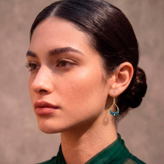 Petite Round Moon Drop Earrings