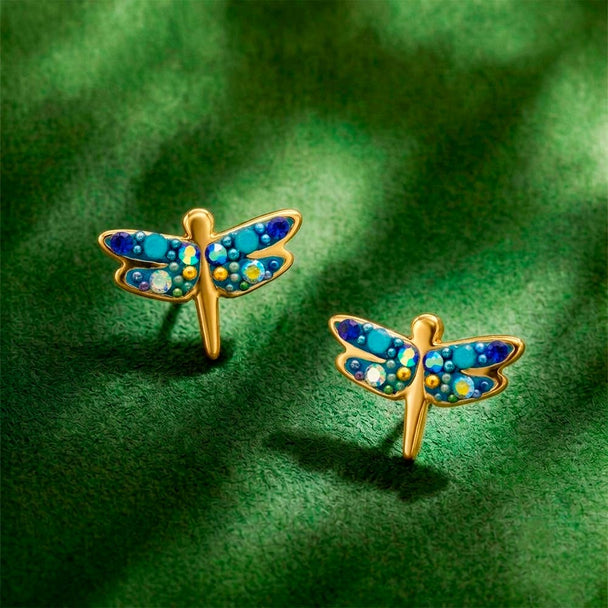 Gold Plate Mystic Dragonfly Studs