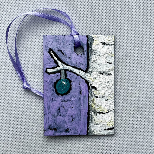 Painted Lavender Birch Tree Ornament