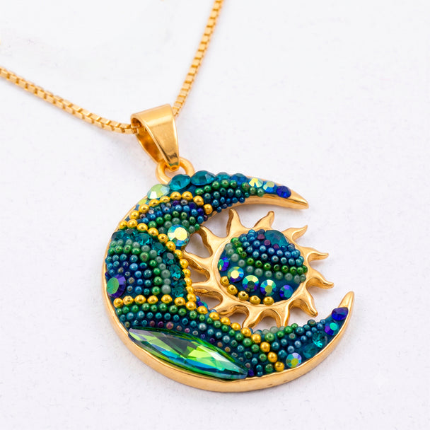 18K Gold Plate Small Moon and Sun Pendant