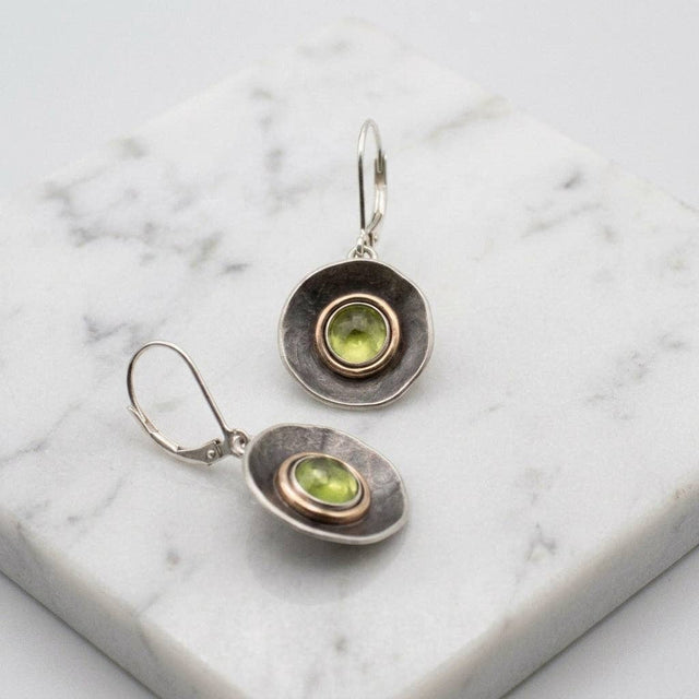 Nested Dish Peridot Earrings