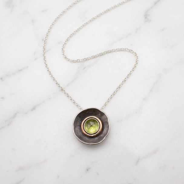 Nested Dish Peridot Pendant Necklace