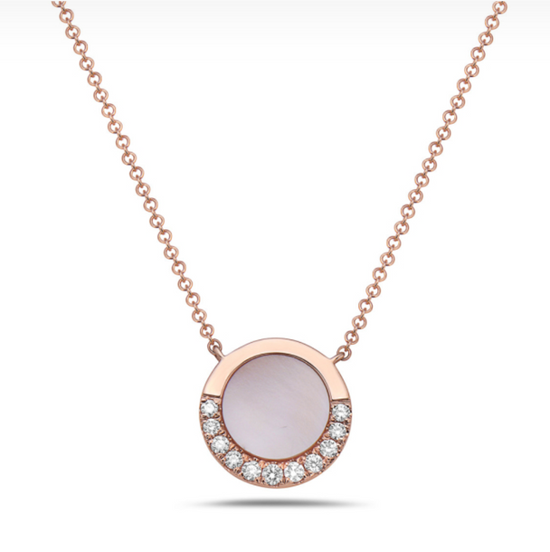 Mother of Pearl and Diamond Circle Necklace