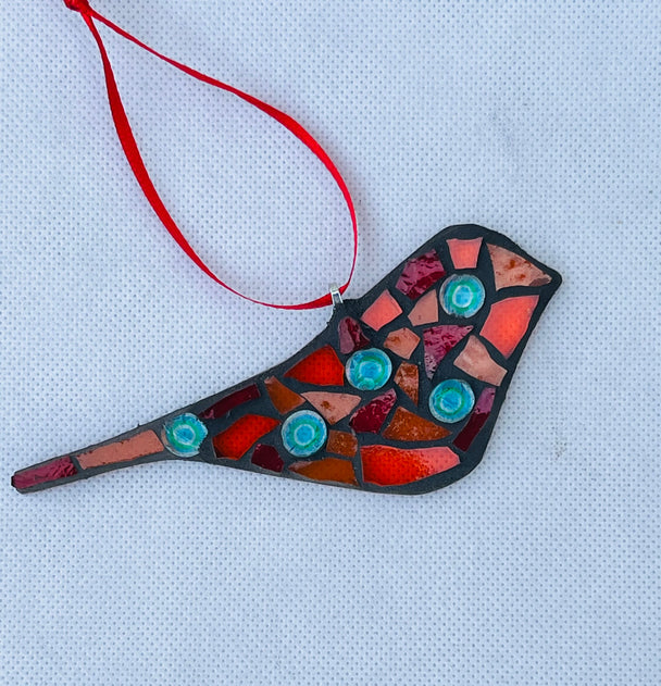 Orange Delight Bird Mosaic Ornament