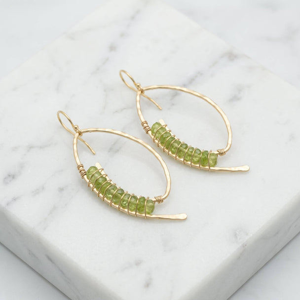 Peridot Wrapped Marquise Earrings
