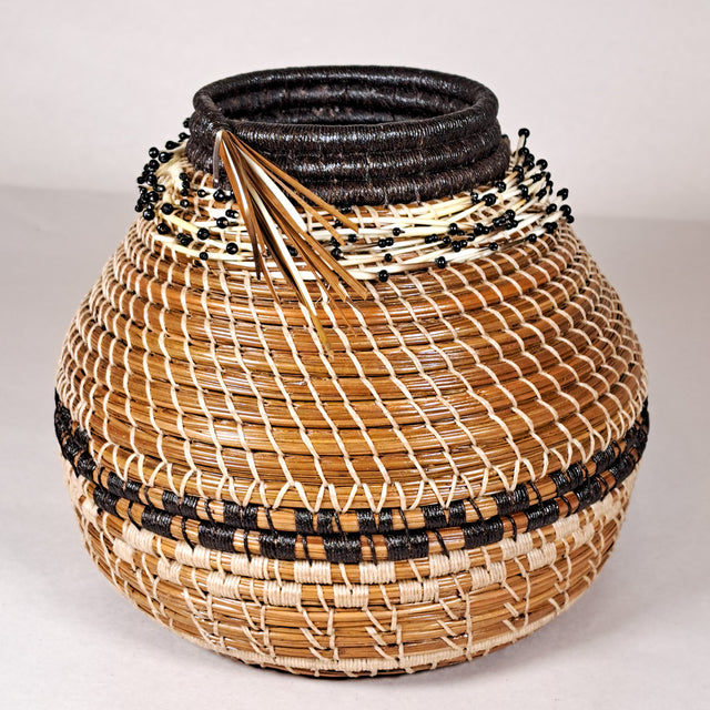 Quill Laced Pine Needle Vase