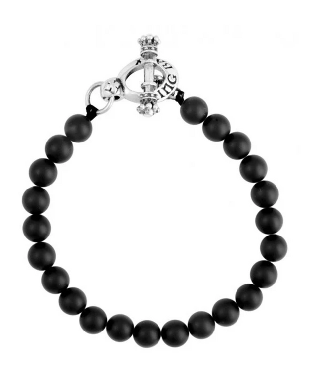 8mm Black Onyx Bead Bracelet with Silver Clasp