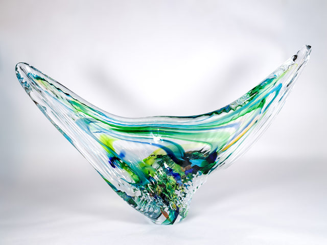 Green and Blue Whale Tail Sculpture