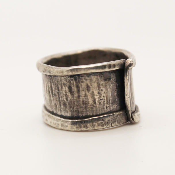 Oxidized Hammered Sterling Silver Ring